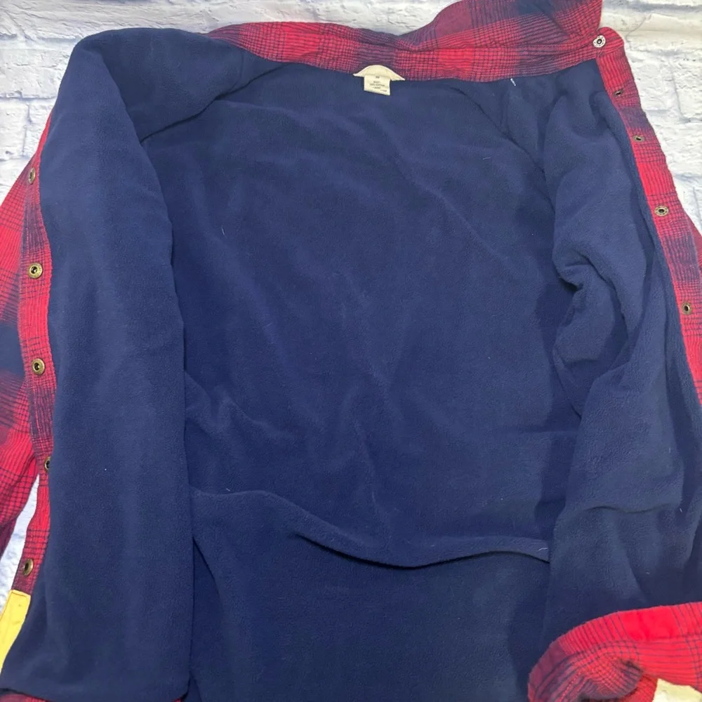 DULUTH TRADING FREE SWINGIN FLEECE LINED PLAID FLANNEL SHIRT JACKET SHACKET Med